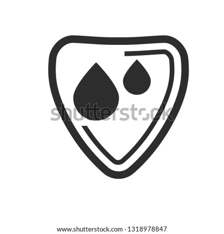 waterproof vector icon.drop and coat of arms symbol. Can be used as icon for security, protected graphic object. transparent object