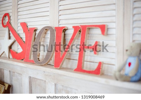 word love on wooden background