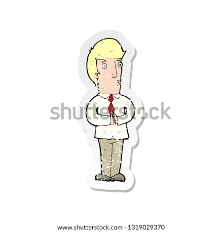 retro distressed sticker of a cartoon nervous man