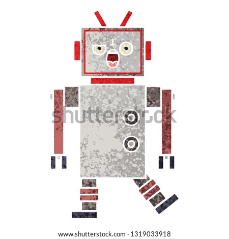 retro illustration style cartoon of a robot