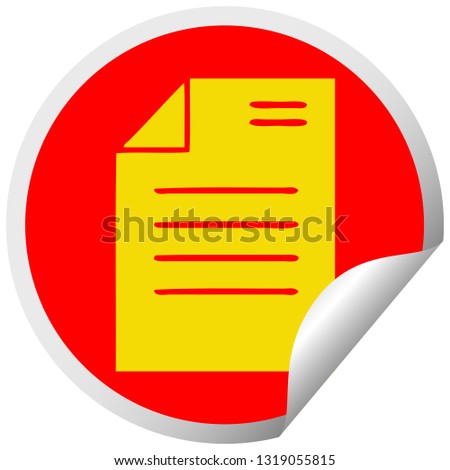 circular peeling sticker cartoon of a sheet of paper