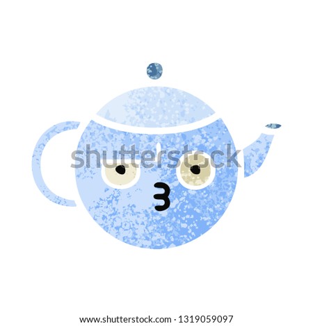 retro illustration style cartoon of a tea pot