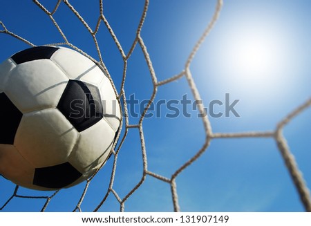 soccer goal football net win winner champion sport game background for design Royalty-Free Stock Photo #131907149