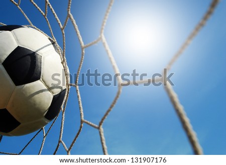 soccer goal football net win winner champion sport game background for design Royalty-Free Stock Photo #131907176
