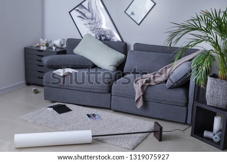 Interior of flat after earthquake Royalty-Free Stock Photo #1319075927