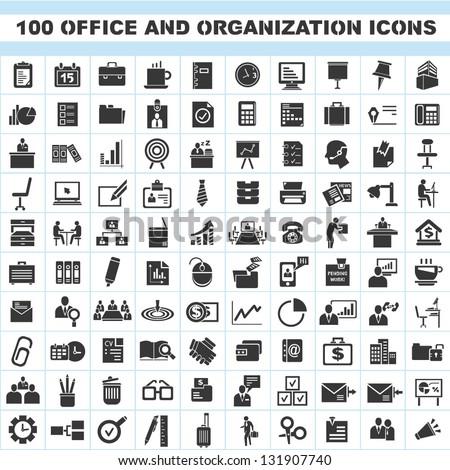 100 office and organization icons set Royalty-Free Stock Photo #131907740