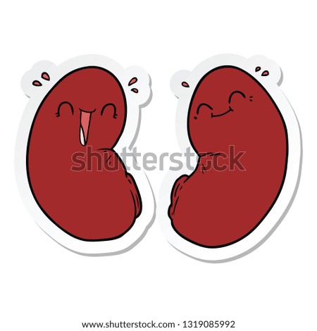 sticker of a cartoon happy kidneys