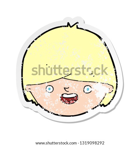 retro distressed sticker of a cartoon happy face