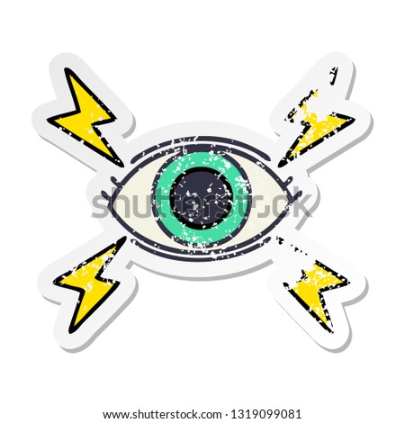 distressed sticker of a cute cartoon mystic eye