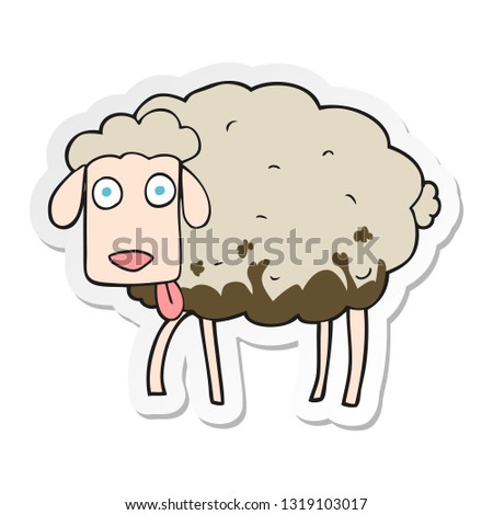 sticker of a cartoon muddy sheep