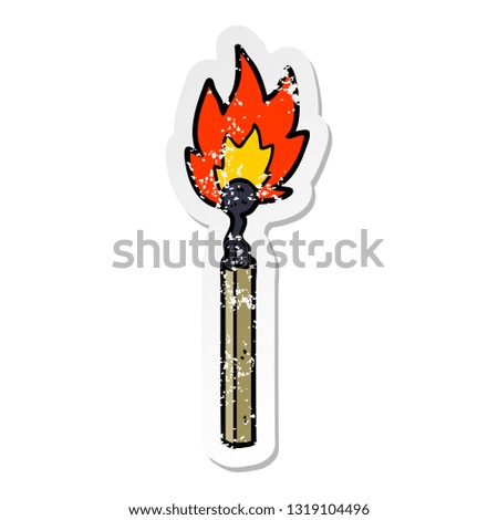 distressed sticker of a cartoon burning match