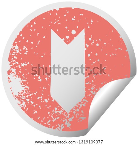 distressed circular peeling sticker symbol of amedal ribbon