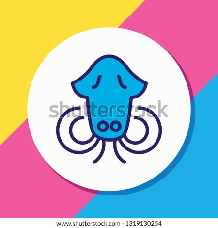 illustration of cuttlefish icon colored line. Beautiful naval element also can be used as squid icon element.