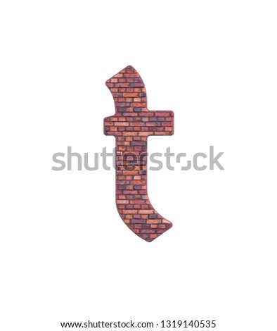 3D rendering Font Stone old english brick Germania front lowercase t