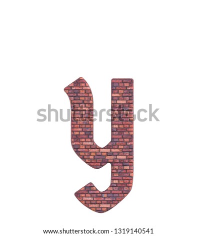 3D rendering Font Stone old english brick Germania front lowercase y