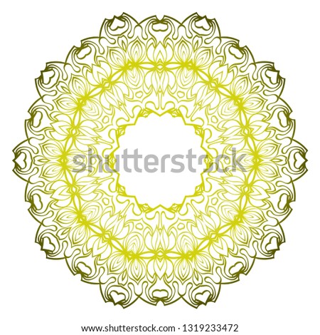 Beautiful Round Flower Mandala. Vector Illustration. Abstract. Green olive color.