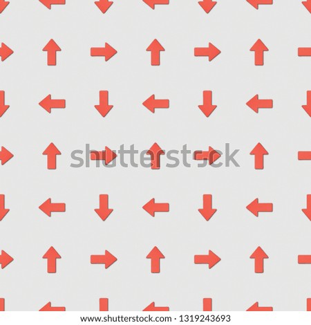 collage of red pointers in different directions on grey background, seamless background pattern