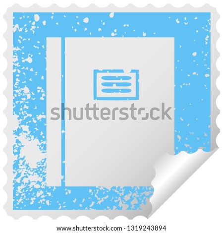distressed square peeling sticker symbol of a journal book