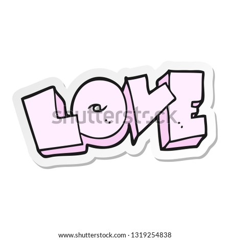 sticker of a cartoon love sign