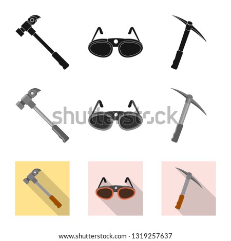 Isolated object of mountaineering and peak sign. Set of mountaineering and camp stock vector illustration.