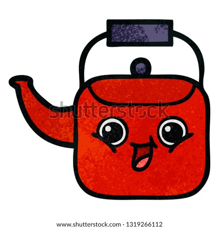 retro grunge texture cartoon of a kettle