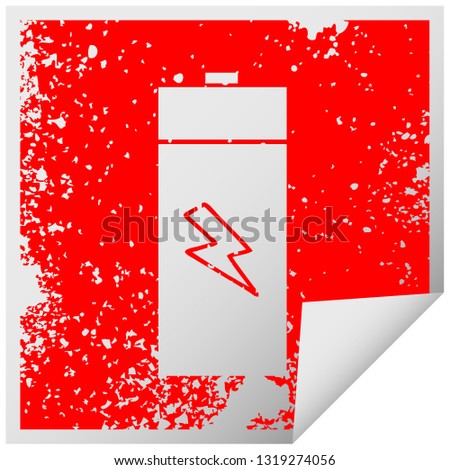 distressed square peeling sticker symbol of a electrical battery