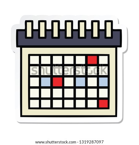 sticker of a cute cartoon work calendar