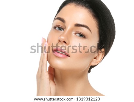 Healthy skin woman beautiful face beauty skin closeup cosmetic concept