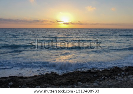 Seascape at sunset time from the coast of the Lefcada , Greece - Image