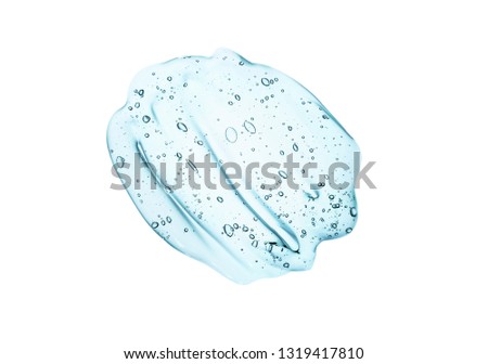 Сosmetic blue liquid gel white background isolated
