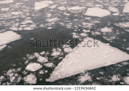 Cracked ice on a river