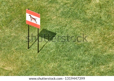 grass lawn at city park picnic area with no pets allowed sign aerial from above summer season view outdoor lifestyle concept landscape background