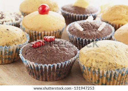 Healthy freshly baked assorted muffins