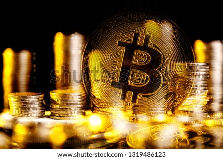 Bitcoin money in a double exposure.