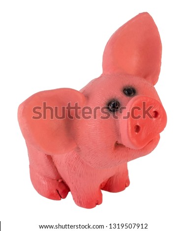 Isolated pink pig on a white background. The symbol of the new year 2019