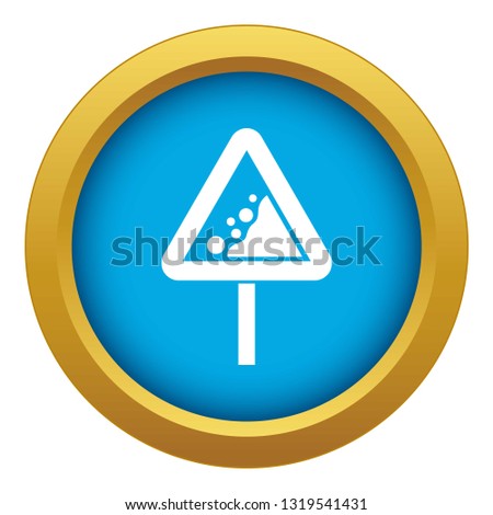 Falling rocks warning traffic sign icon blue vector isolated on white background for any design