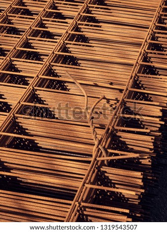 Rusty Metal armature net for building construction