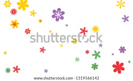 Feminine Floral Pattern with Simple Small Flowers for Greeting Card or Poster. Naive Daisy Flowers in Primitive Style. Vector Background for Spring or Summer Design.
