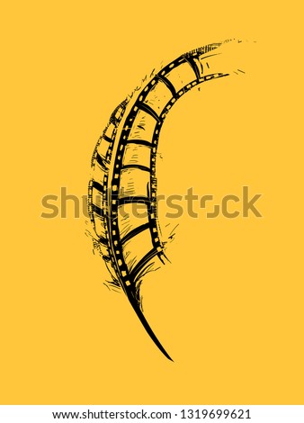 Illustration of a Quill Pen with Movie Film. Movie, TV Show Writing