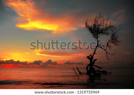 get lost and view beautiful afternoon sky in unknown beach Makassar Indonesia