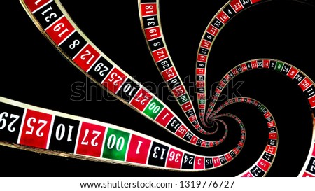 Gambling addiction and losing touch with reality concept theme with droste effect on a casino roulette wheel creating a vortex symbolizing the addict spinning out of control