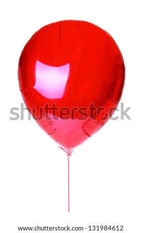 red balloon for Valentine's Day with a string isolated on white background
