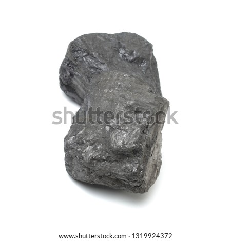 Small Pile of Coal  on White Background 