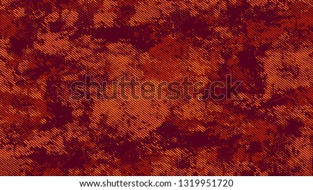 Halftone Grainy Texture with Grunge Dots and Spots. Rough Grungy Pattern Design. Polka Dots Style Texture. Orange and Brown Broken, Spotted Print Design Background.
