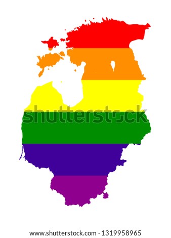 vector illustration of Baltic countries map with LGBT flag