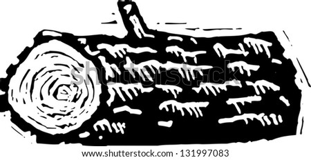 Black and white vector illustration of a log