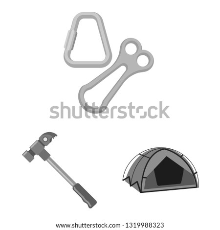 Vector design of mountaineering and peak symbol. Set of mountaineering and camp stock vector illustration.