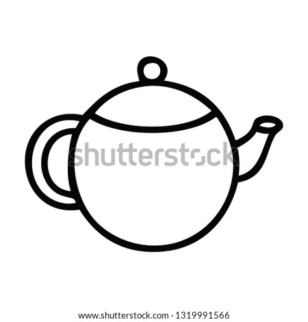 line drawing cartoon of a red tea pot