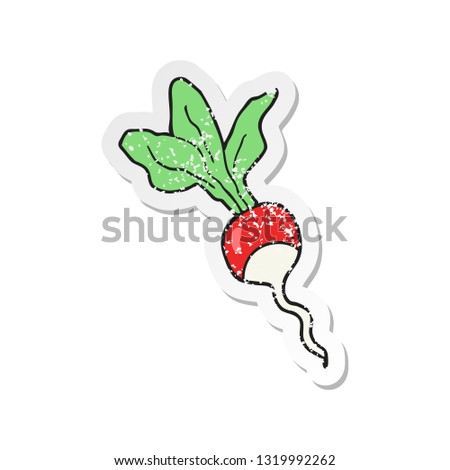retro distressed sticker of a cartoon radish