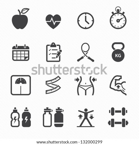 Fitness and Health icons with White Background Royalty-Free Stock Photo #132000299